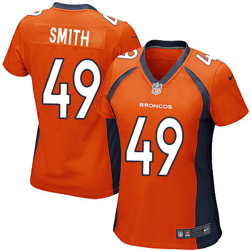 Women's Game Dennis Smith Nike Jersey Orange Home - #49 NFL Denver Broncos